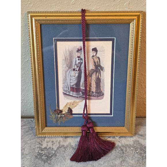 Reproduction 1884 Framed German Victorian Fashion Print "Der Bazar" Tassel & Pre - Picture 9 of 11